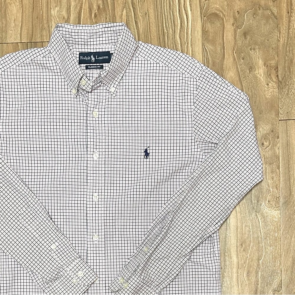 **POLO RALPH LAUREN** checked button down SIZE 15 32/33